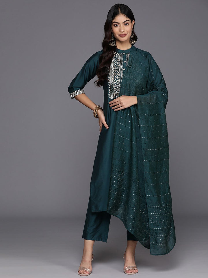 Gerua By Libas Floral Yoke Design Regular Sequinned Kurta with Trousers  Dupatta