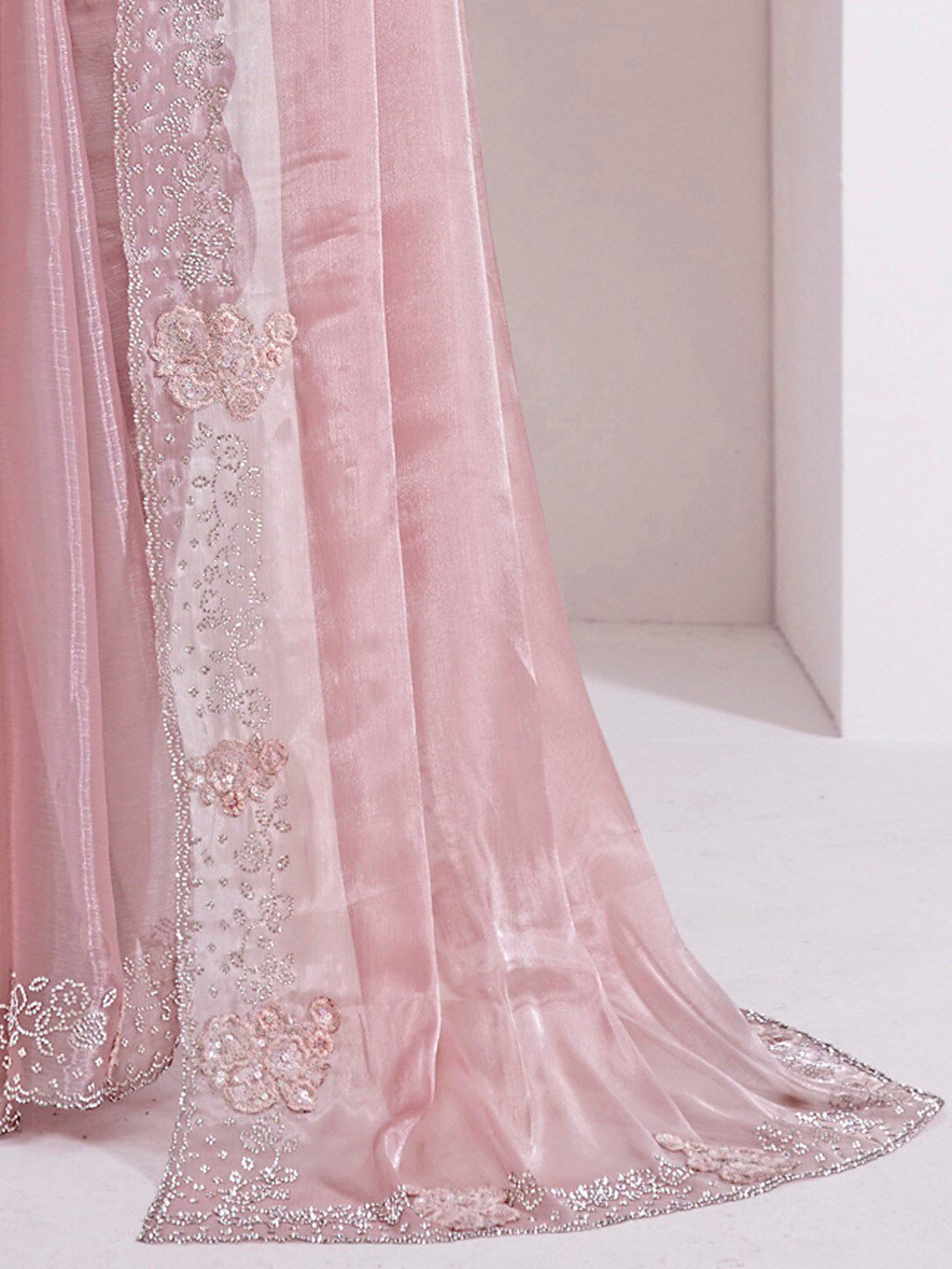Saree mall Beads and Stones Embellished Organza Saree