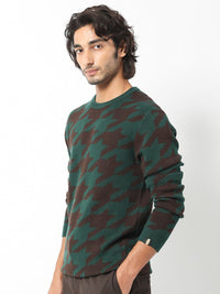 RARE RABBIT Men Honder Round Neck Geometric Printed Sweater