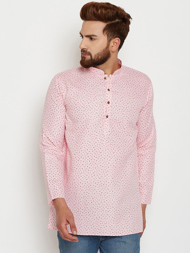 SOJANYA Men Pink Printed Straight Kurta