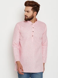 SOJANYA Men Pink Printed Straight Kurta