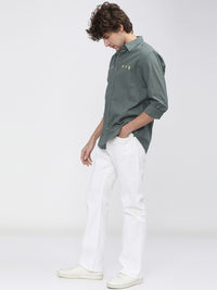 HIGHLANDER Men White Bootcut Low Distress Stretchable Jeans