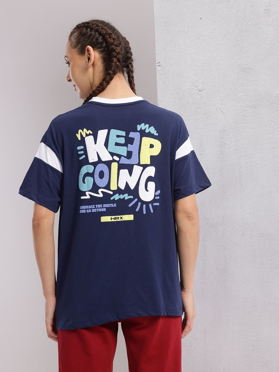 HRX by Hrithik Roshan Printed Drop-Shoulder Sleeves Relaxed Lifestyle T-shirt