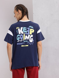 HRX by Hrithik Roshan Printed Drop-Shoulder Sleeves Relaxed Lifestyle T-shirt