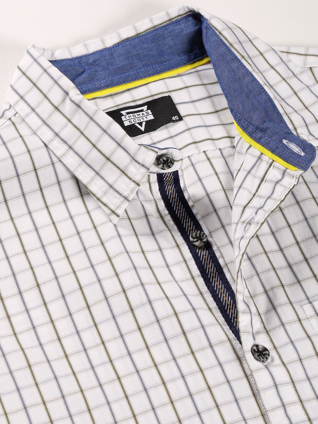 Thomas Scott Classic Slim Fit Windowpane Checks Pure Cotton Casual Shirt