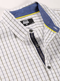 Thomas Scott Classic Slim Fit Windowpane Checks Pure Cotton Casual Shirt