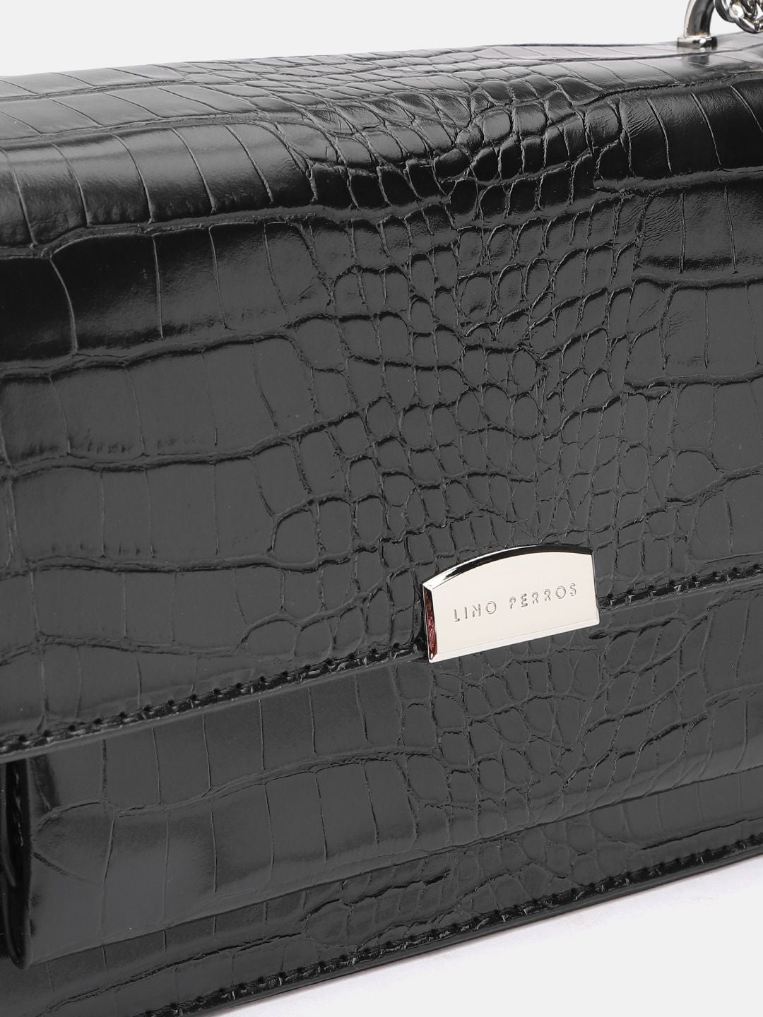 Lino Perros Snake Skin Textured Structured Shoulder Bag
