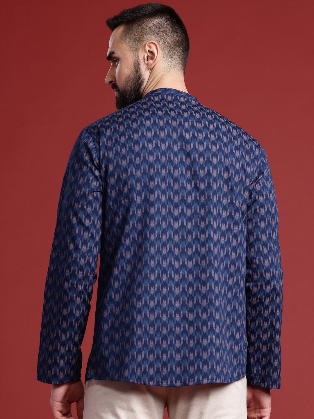 Anouk Ikkat Printed Indigo Short Kurta