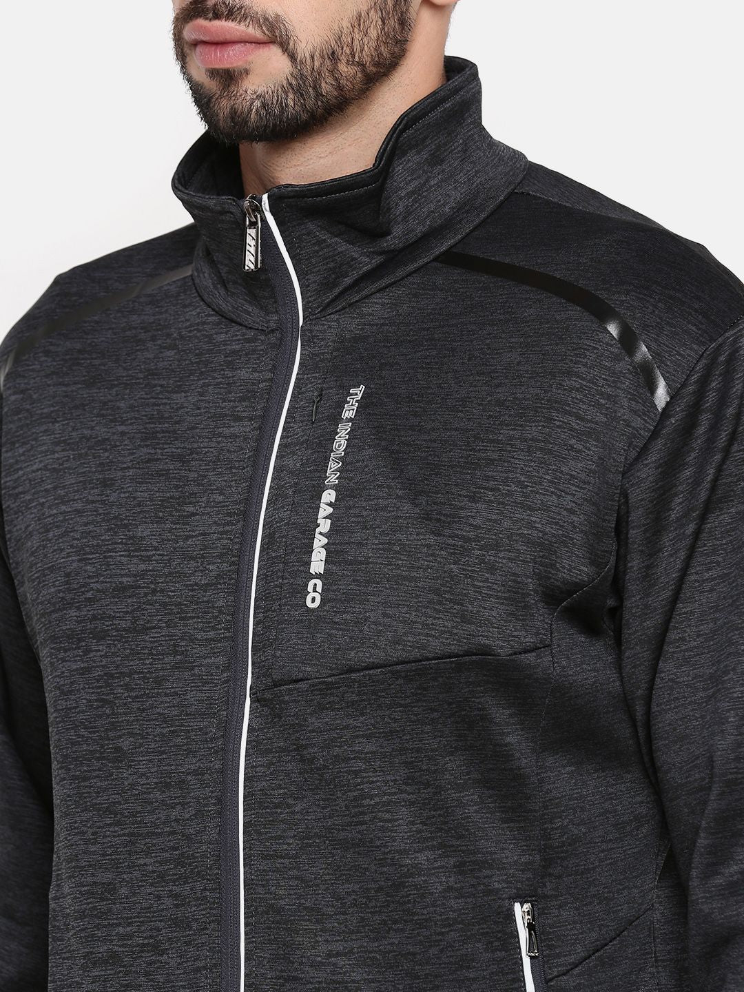 The Indian Garage Co Men Charcoal Grey Solid Bomber