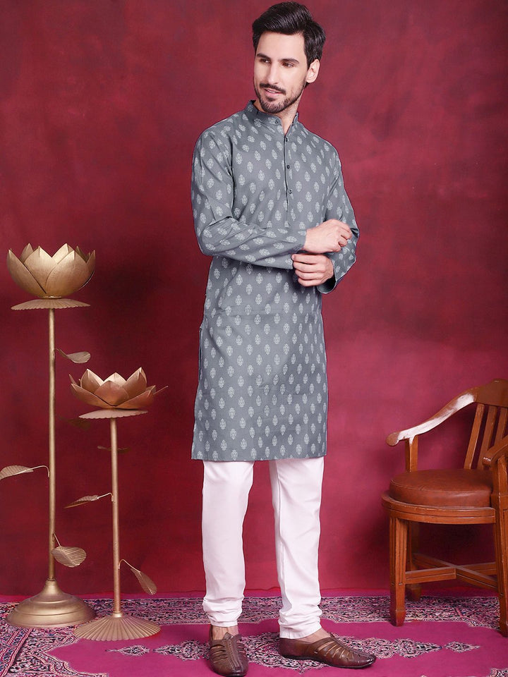 JOMPERS ETHNIC MOTIF PRINTED CART COLTAR COLTON COTTON PURE KURTA WITH CHURIDAR