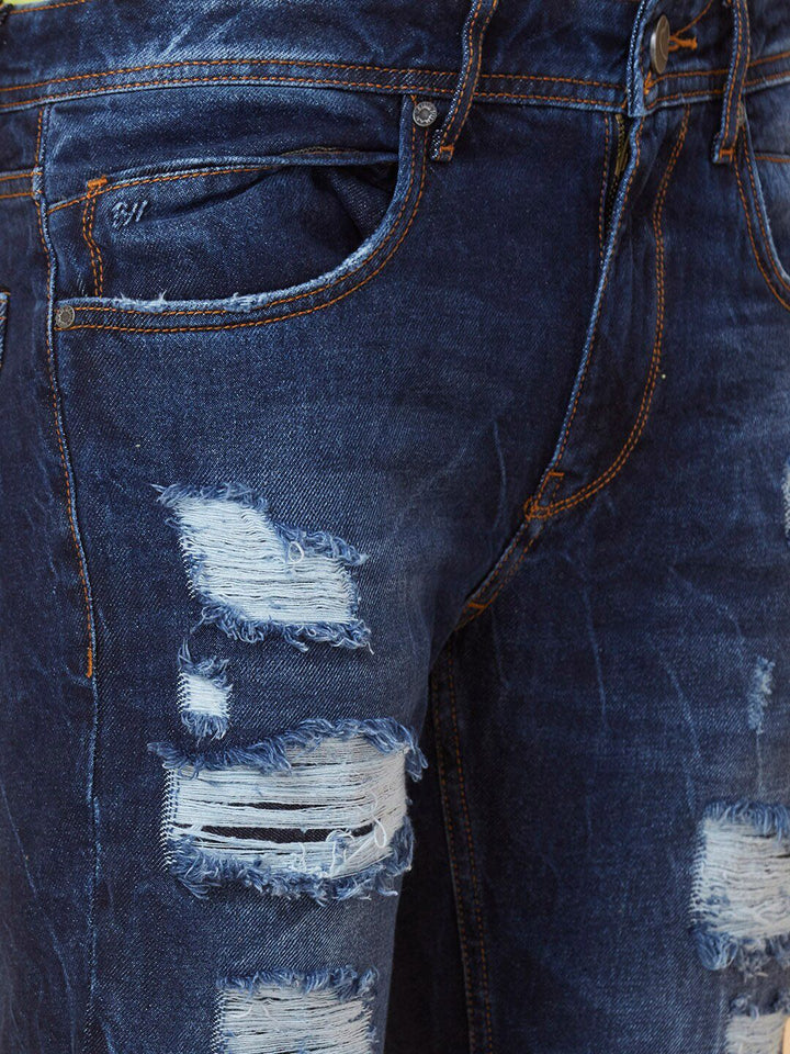 Being Human Men Slim Fit Highly Distressed Heavy Fade Stretchable Jeans
