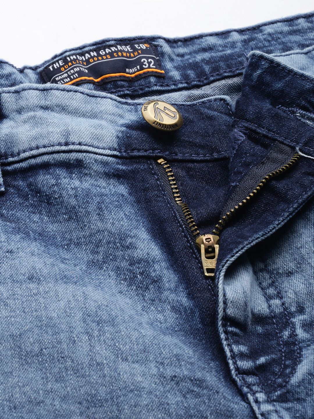 The Indian Garage Co Men Blue Slim Fit Denim Shorts