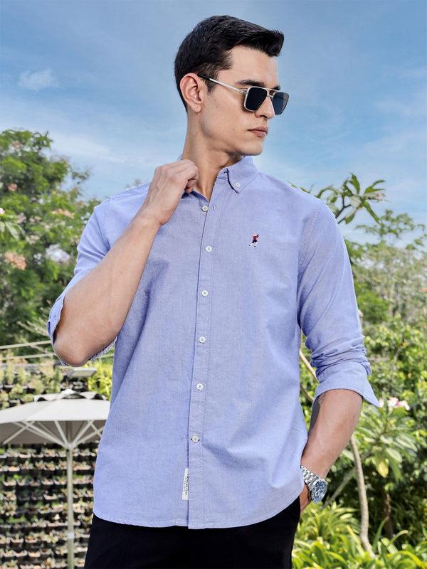 Thomas Scott Men Premium Fit Button-Down Collar Solid Cotton Casual Shirt