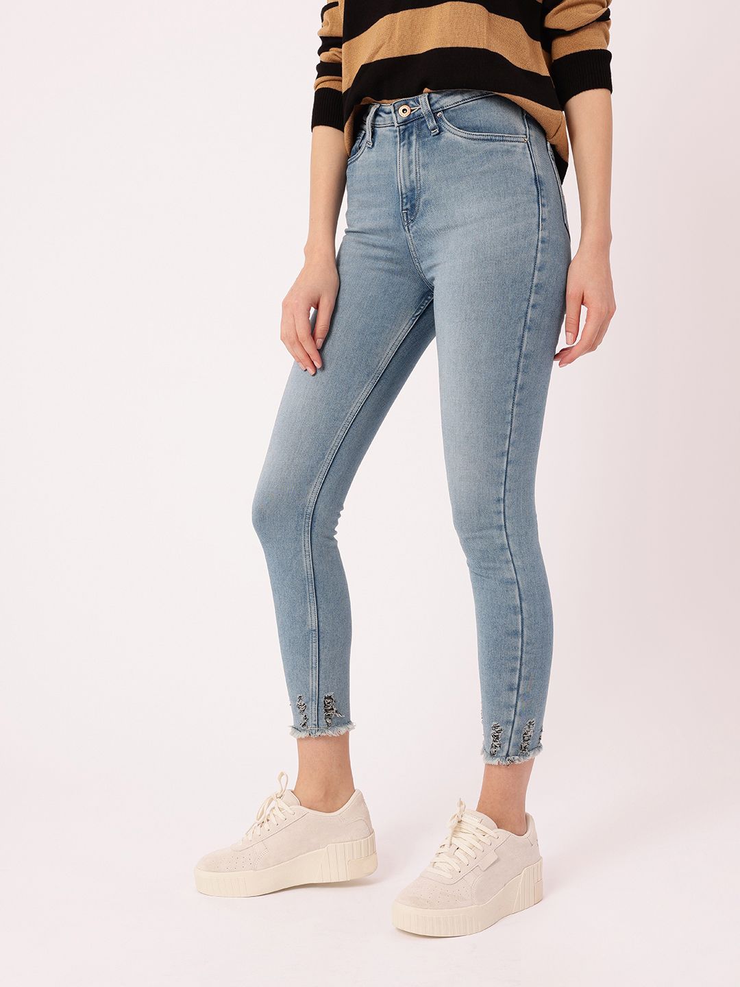 DressBerry Women Street Skinny Fit Ripped Faded Jeans