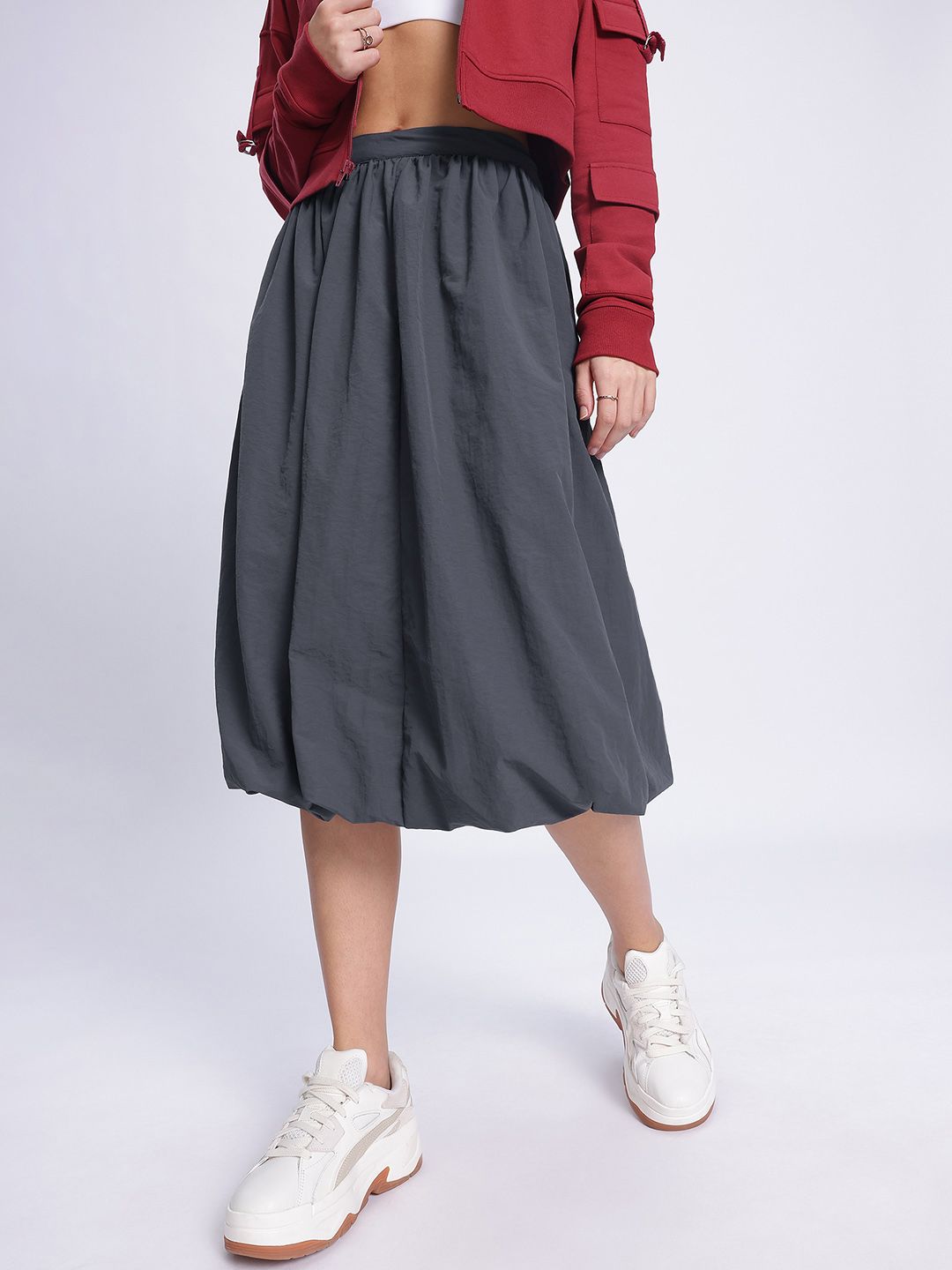 DressBerry Functional Fashion Midi Balloon Parachute Skirt
