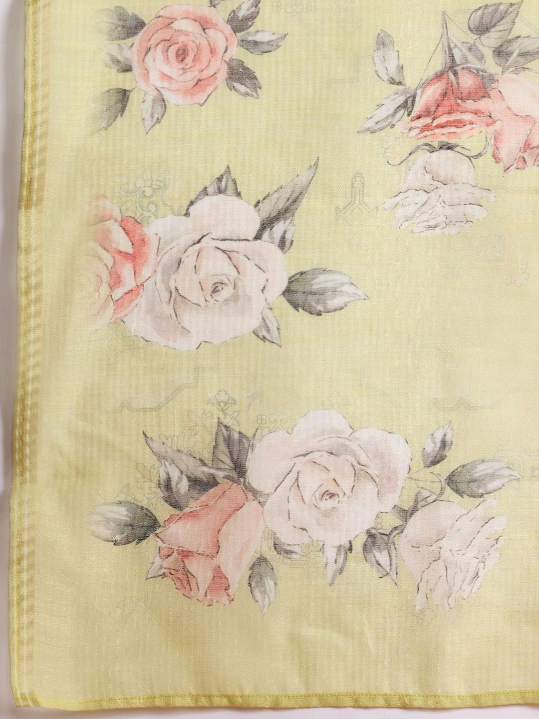 Indo Era Floral Embroidered Thread Work Linen Kurta with Trousers & With Dupatta