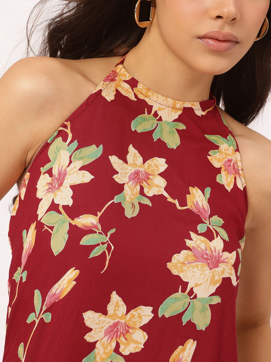 DressBerry Halter Haul Floral Haven Cotton Cambric Dress
