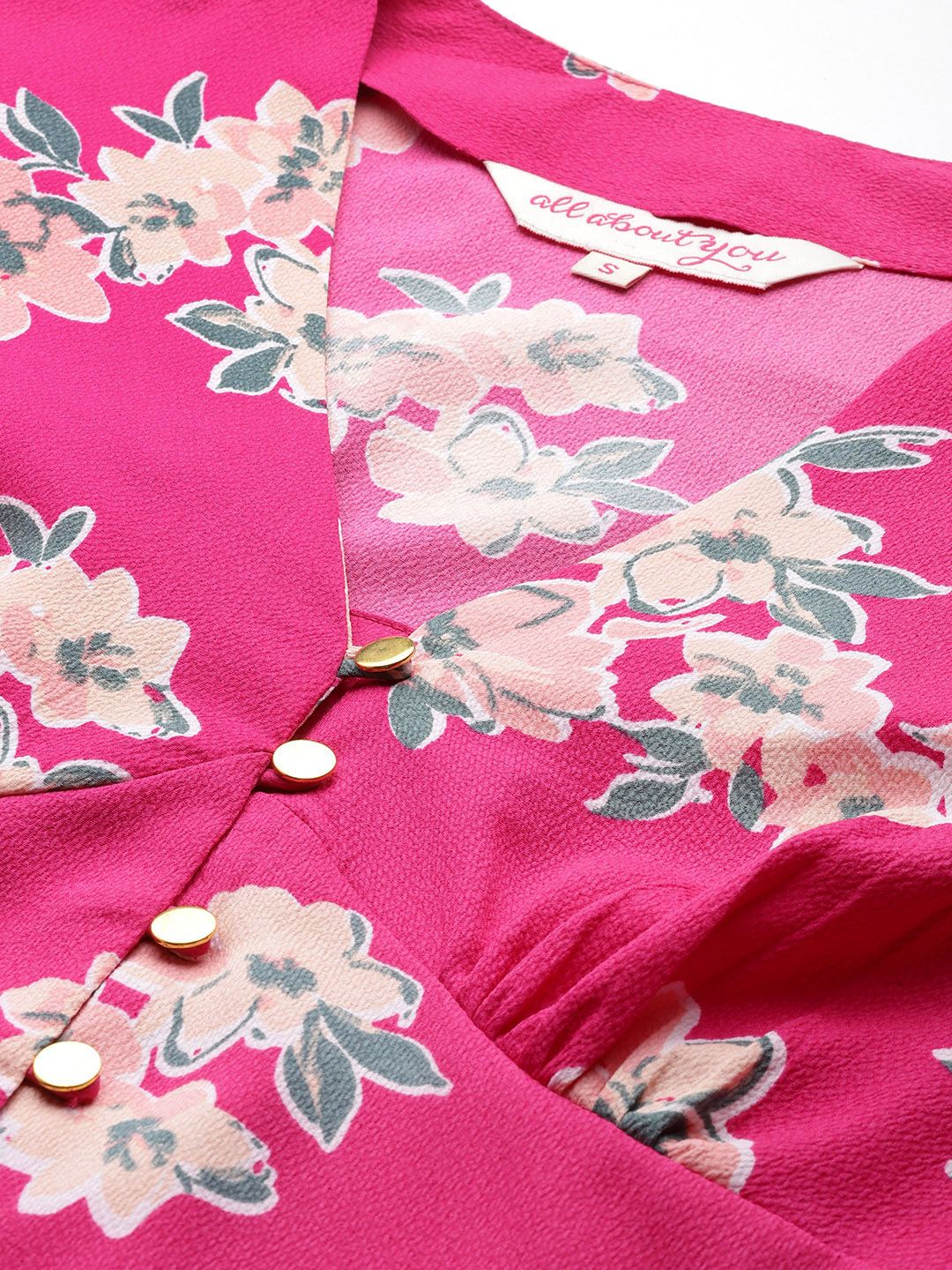 all about you Floral Printed Top with Puff Sleeves