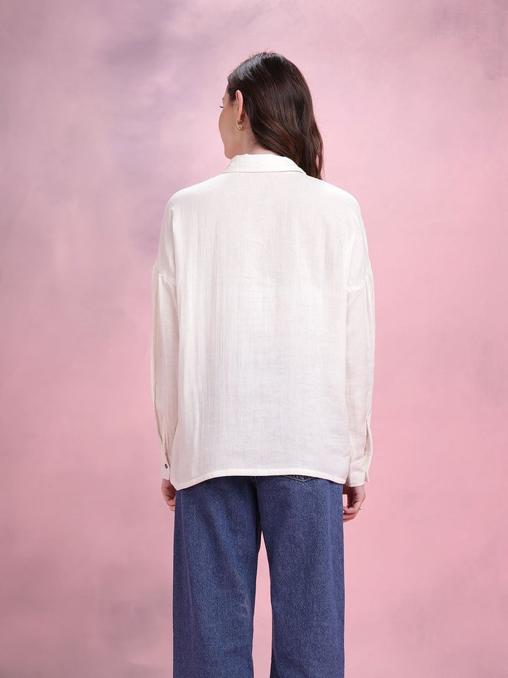 DressBerry Pure Cotton Drop-Shoulder Sleeves Relaxed Fit Shirt