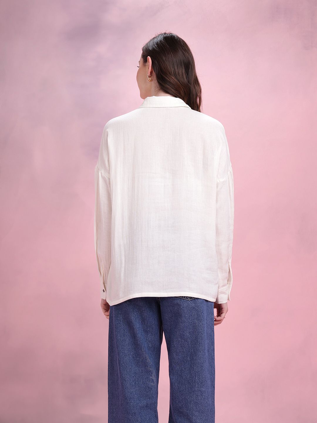DressBerry Pure Cotton Drop-Shoulder Sleeves Relaxed Fit Shirt