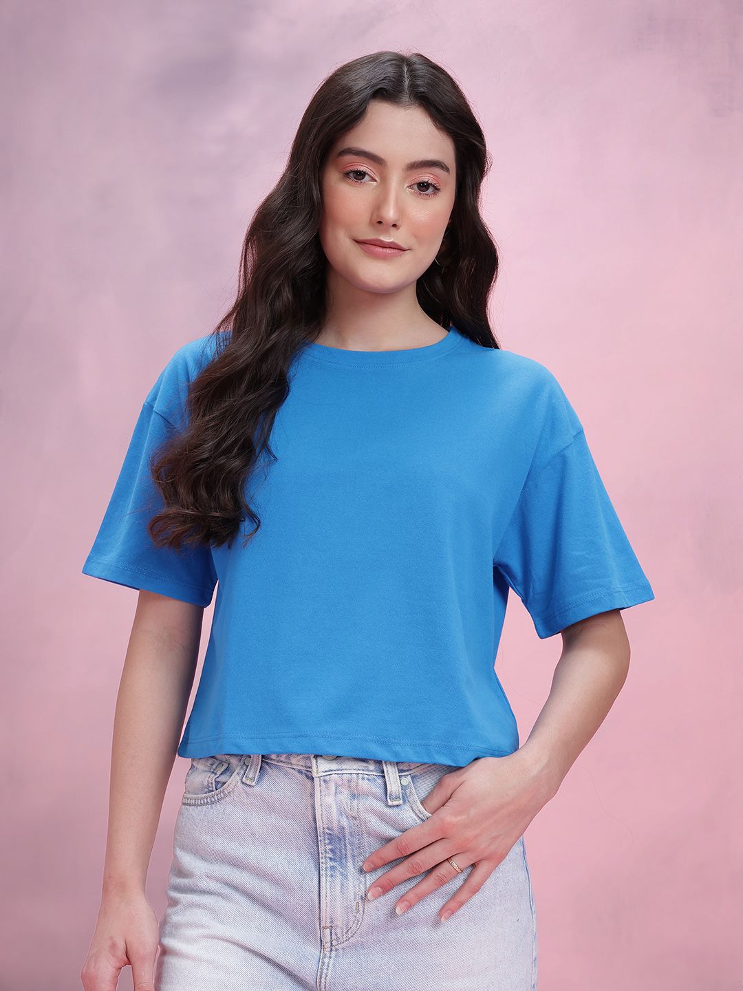 DressBerry Women Drop-Shoulder Sleeves Boxy T-shirt