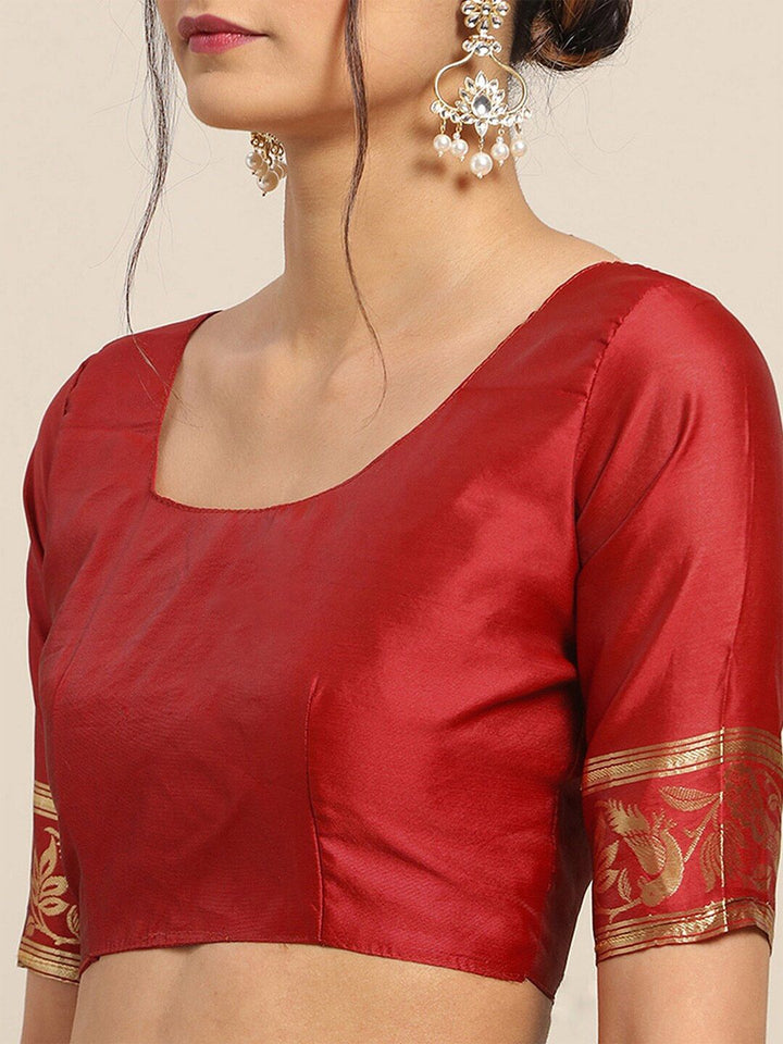 Saree mall Floral Woven Design Zari Silk Blend Banarasi Sarees