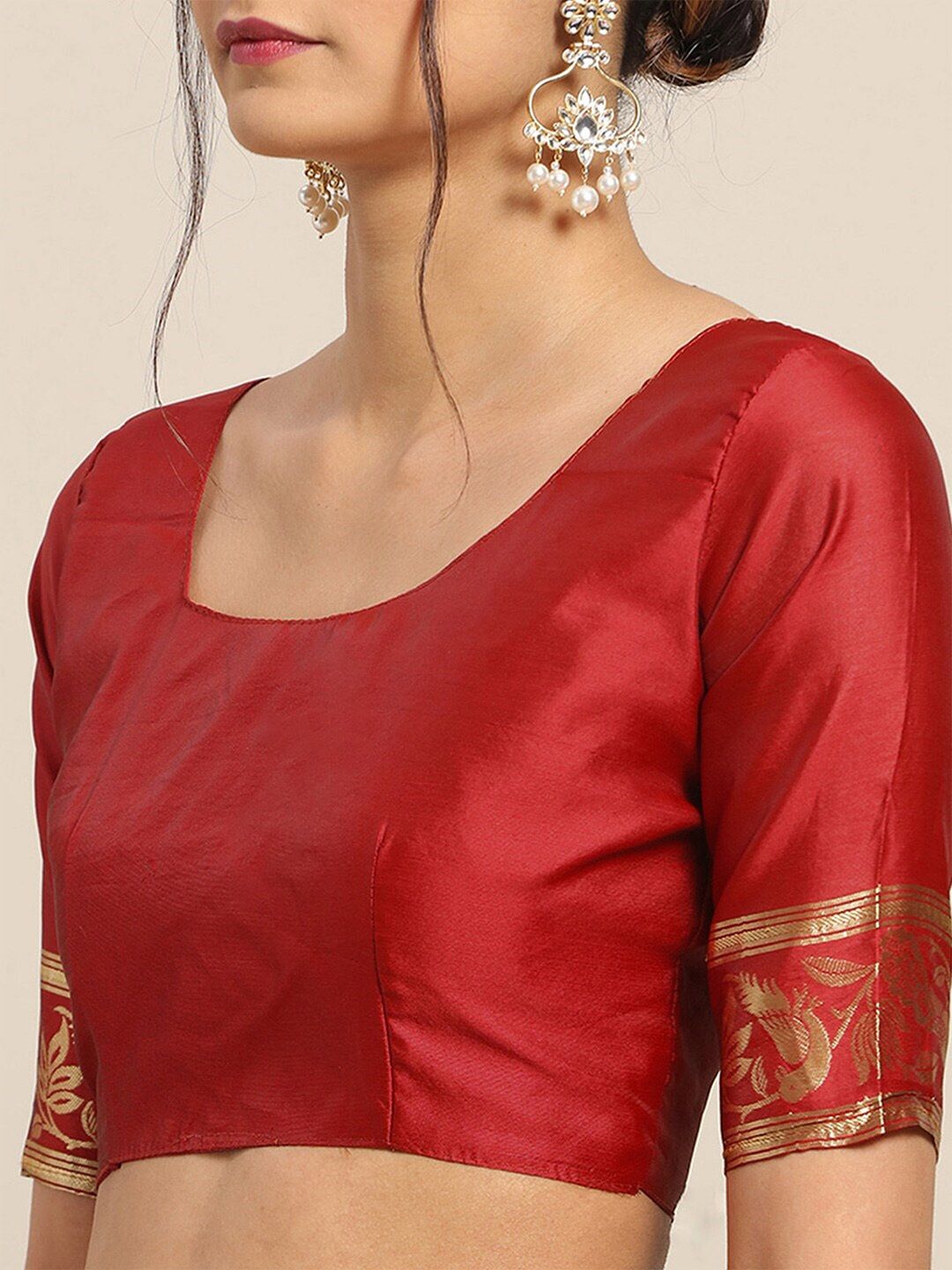 Saree mall Floral Woven Design Zari Silk Blend Banarasi Sarees