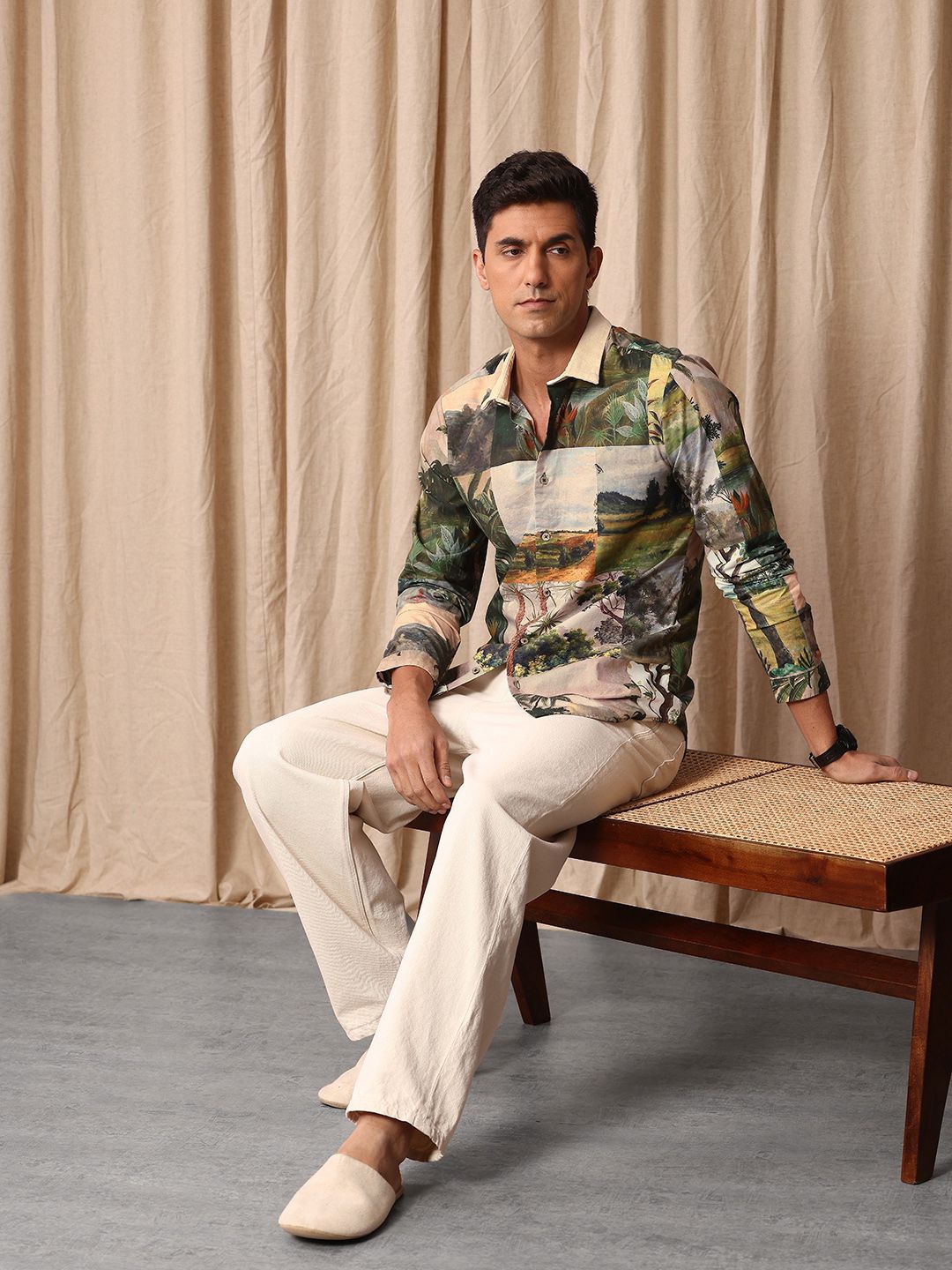 Mr Bowerbird Pure Cotton Tailored Fit Printed Casual Shirt