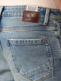 Mr Bowerbird Men Tapered Fit Mid-Rise Heavy Fade Printed Cropped Stretchable Jeans