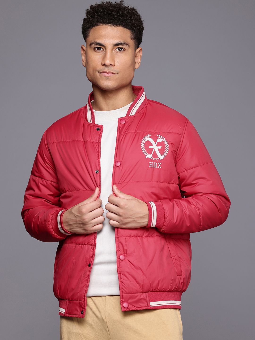 HRX by Hrithik Roshan Brand Logo Print Padded Jacket
