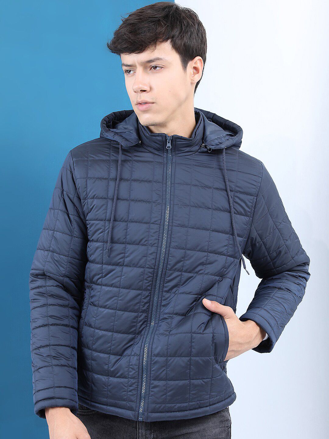 HIGHLANDER Men Navy Blue Padded Jacket