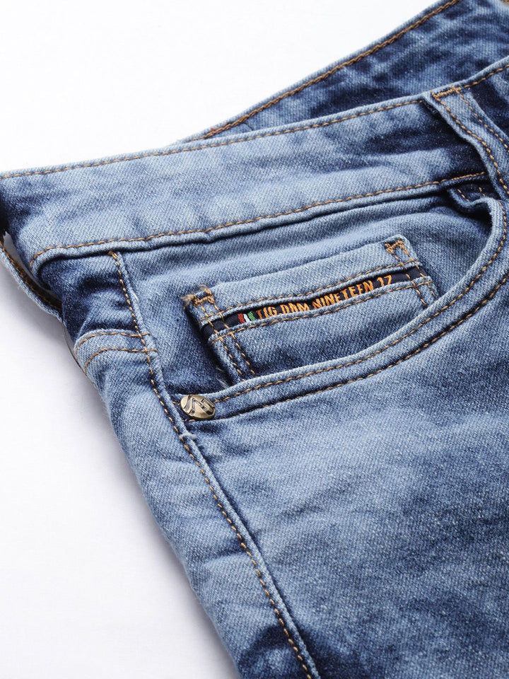 The Indian Garage Co Men Blue Slim Fit Light Fade Stretchable Jeans