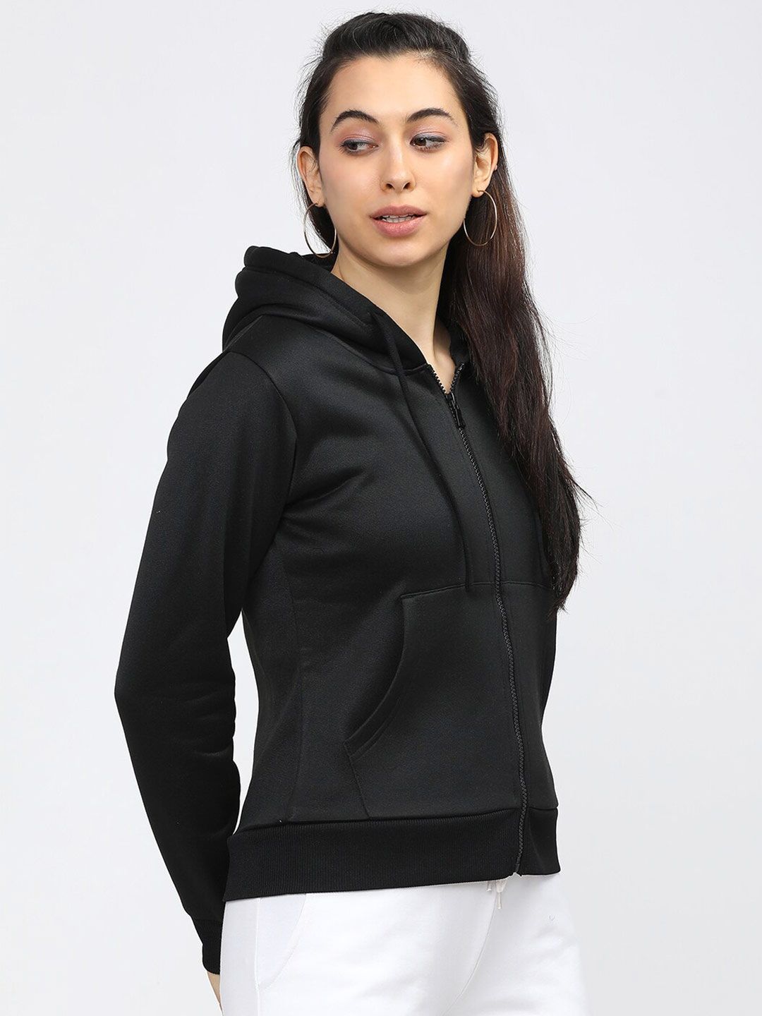Tokyo Talkies Women Black Hooded Sweatshirt