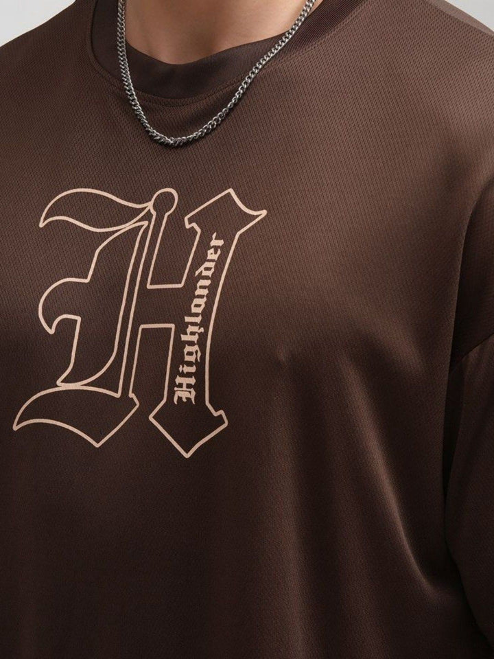 HIGHLANDER Men Printed Round Neck Drop-Shoulder Oversized T-Shirt