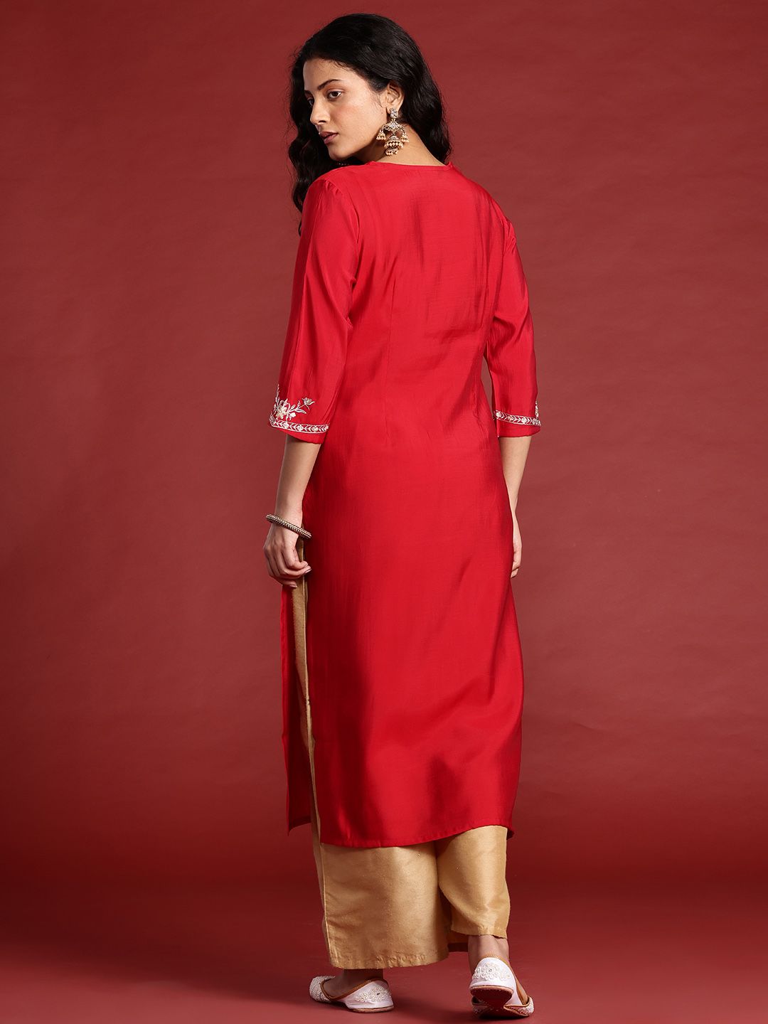 Anouk Women Floral Yoke Design Straight Kurta