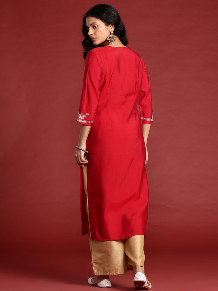 Anouk Women Floral Yoke Design Straight Kurta