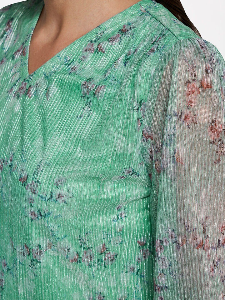AND Blue & Red Floral Print Top