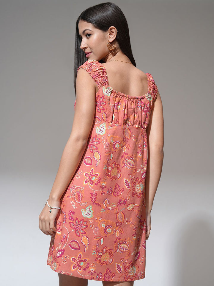Tokyo Talkies Women Floral Print Ruffled Sheath Mini Dress