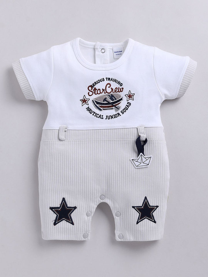 Moms Love Infant Boys Pure Cotton Romper with Applique Detail