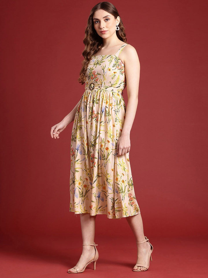 all about you Floral Print Midi Fit & Flare Dress