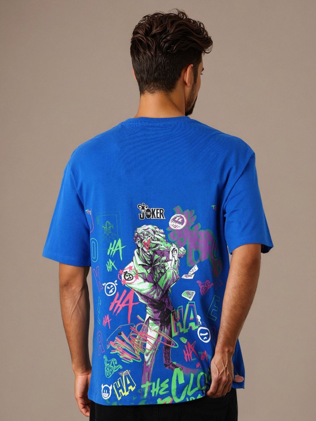 The Indian Garage Co Men Joker Graphic Printed Round Neck Cotton Relaxed Fit T-shirt