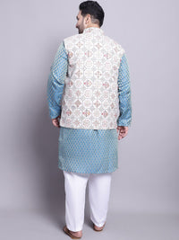 SOJANYA PLUS Ethnic Motifs Woven Design Kurta With Pyjamas & Nehru Jacket