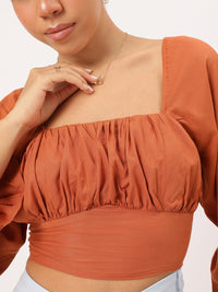 DressBerry Ruched Smocked Back Crop Top