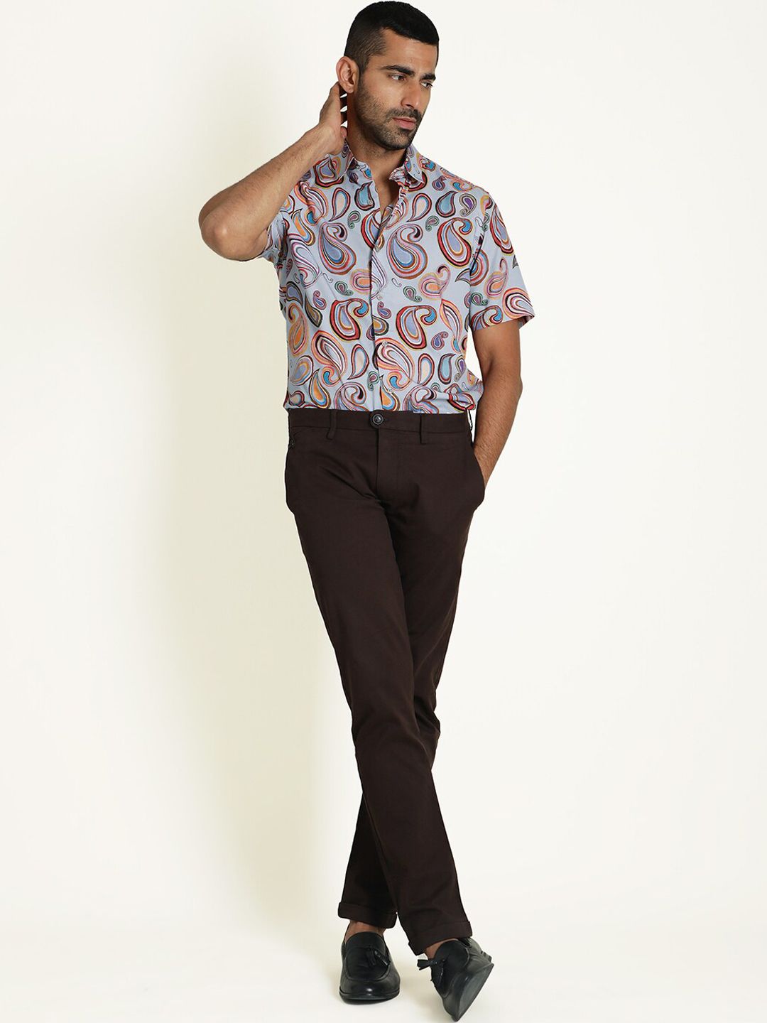 RARE RABBIT Men Jacob Mid-Rise Cotton Slim Fit Trouser