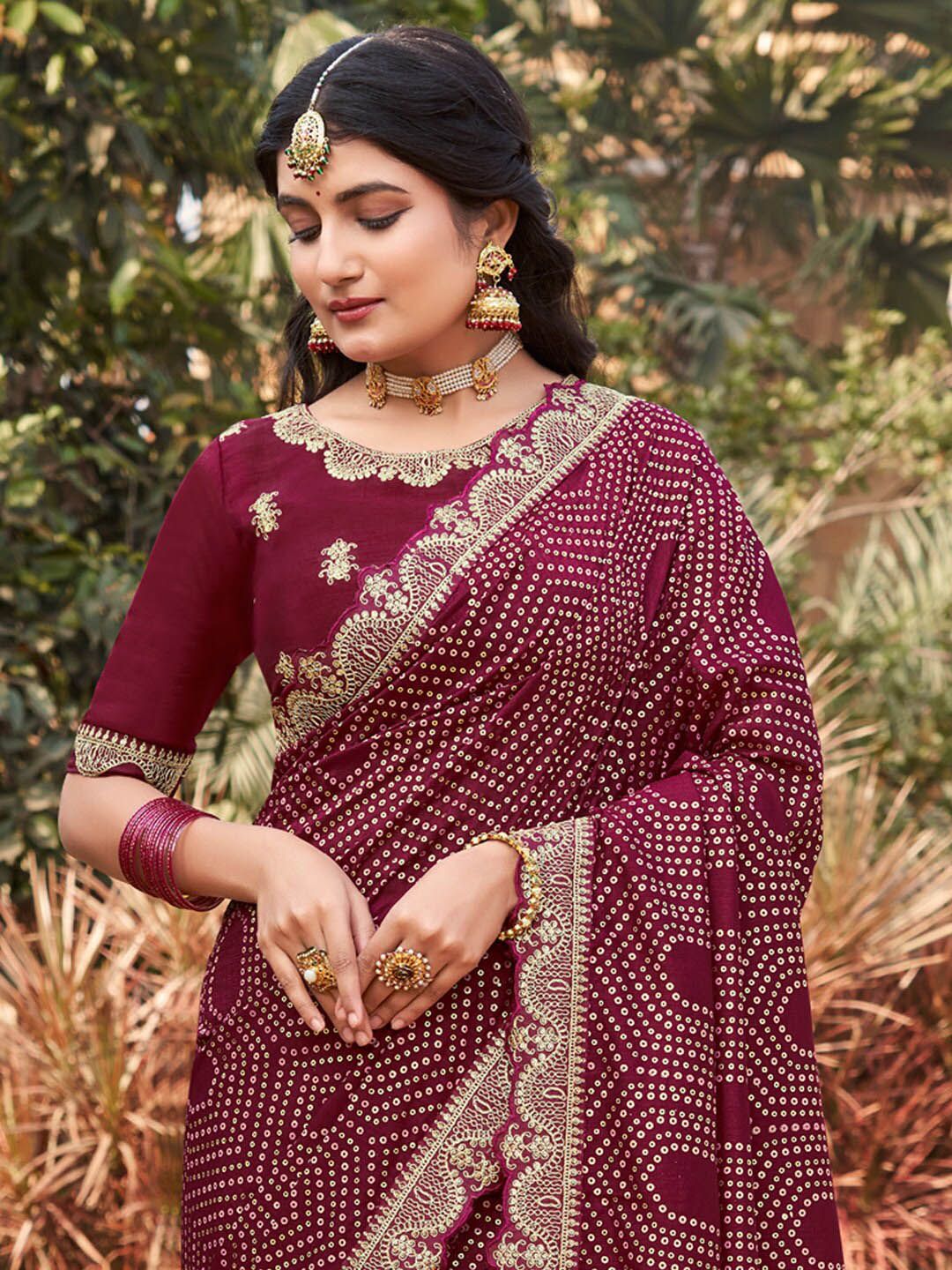 Saree mall Bandhani Sequinned Saree