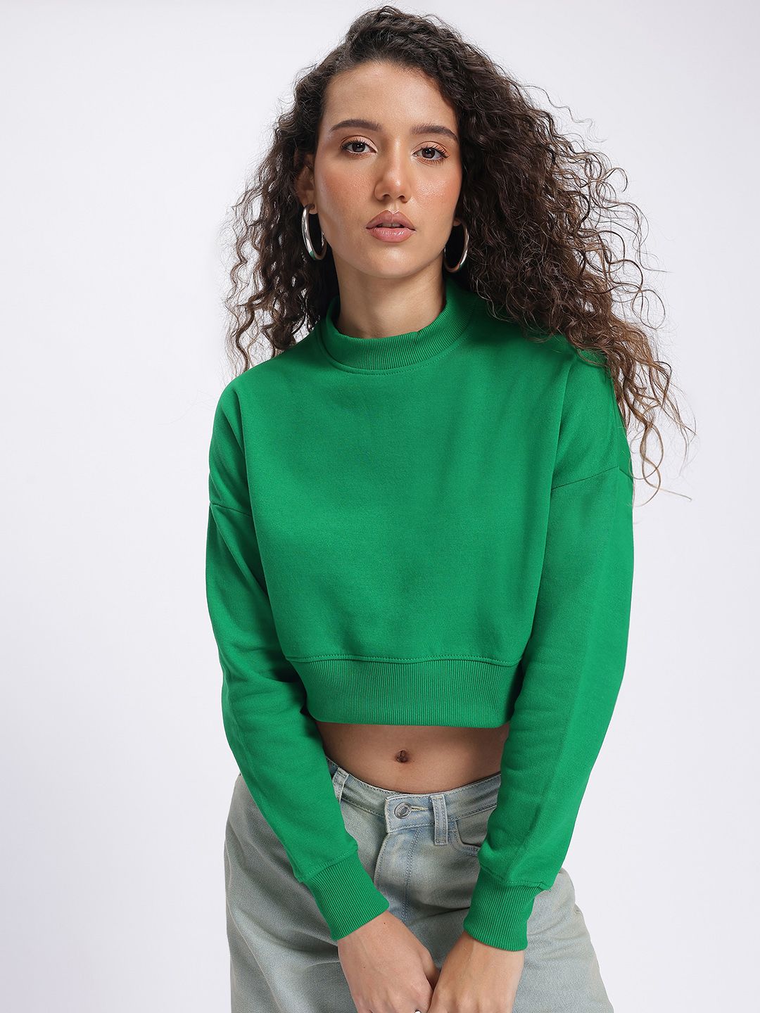 DressBerry Streetstyle Edge Graphic Print Drop-Shoulder Crop Sweatshirt