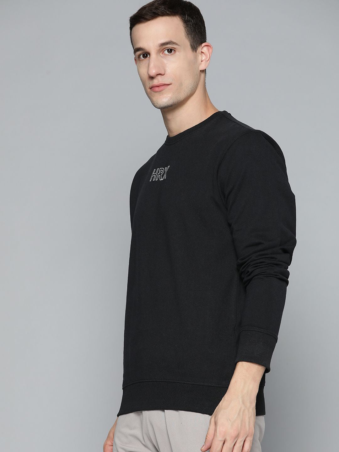 HRX by Hrithik Roshan Men Black Brand Logo Printed  Sweatshirt
