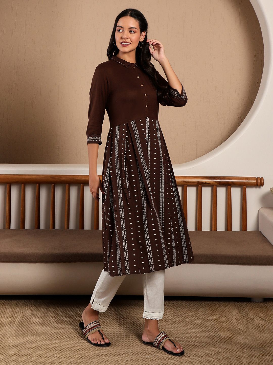 W Printed Midi Cotton Dress