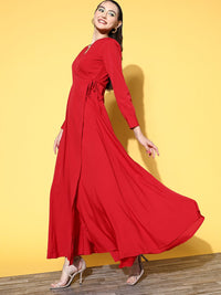 Berrylush Women Red Solid Vacay Attire