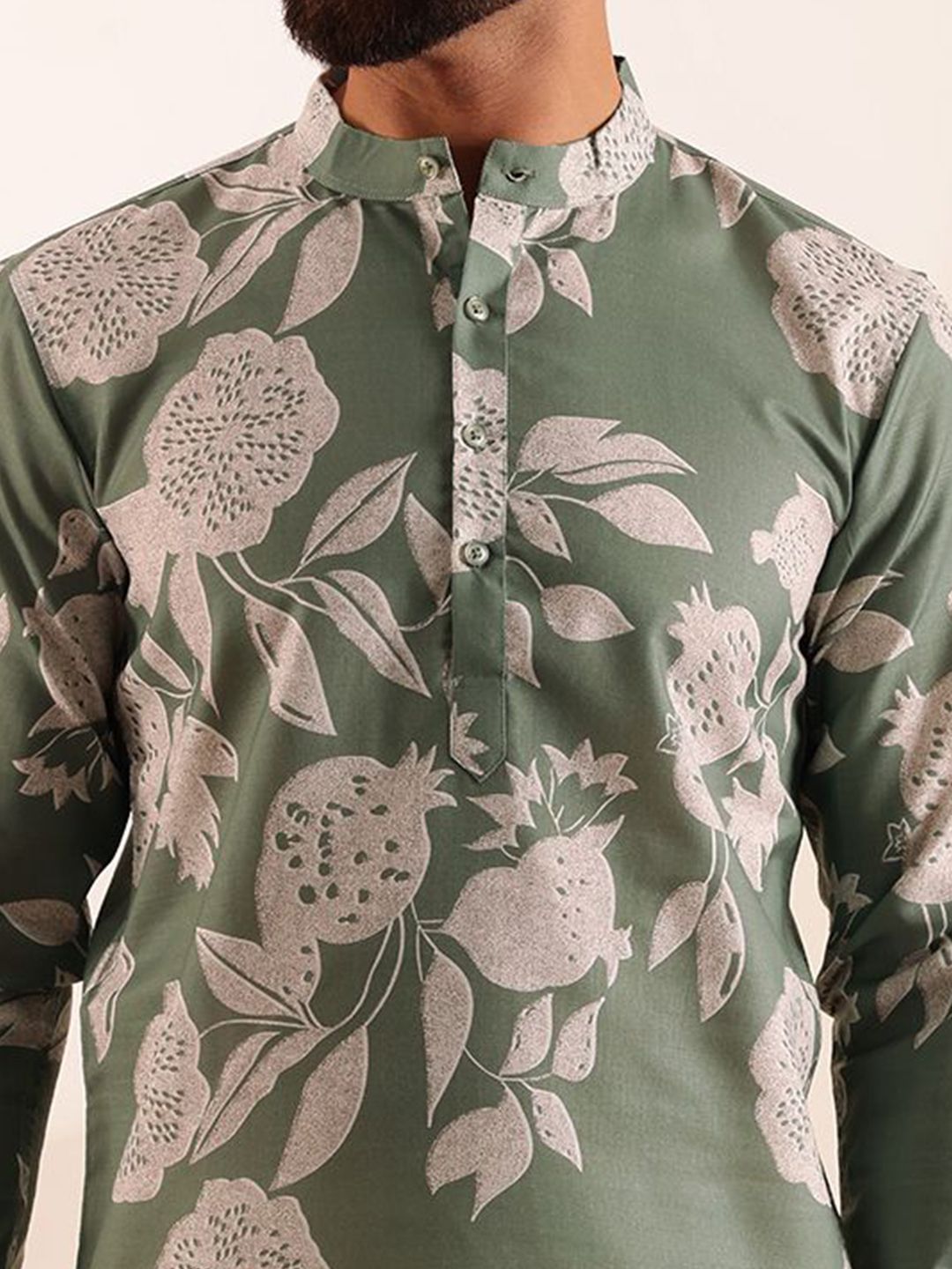 Anouk Floral Printed Mandarin Collar Short Kurta